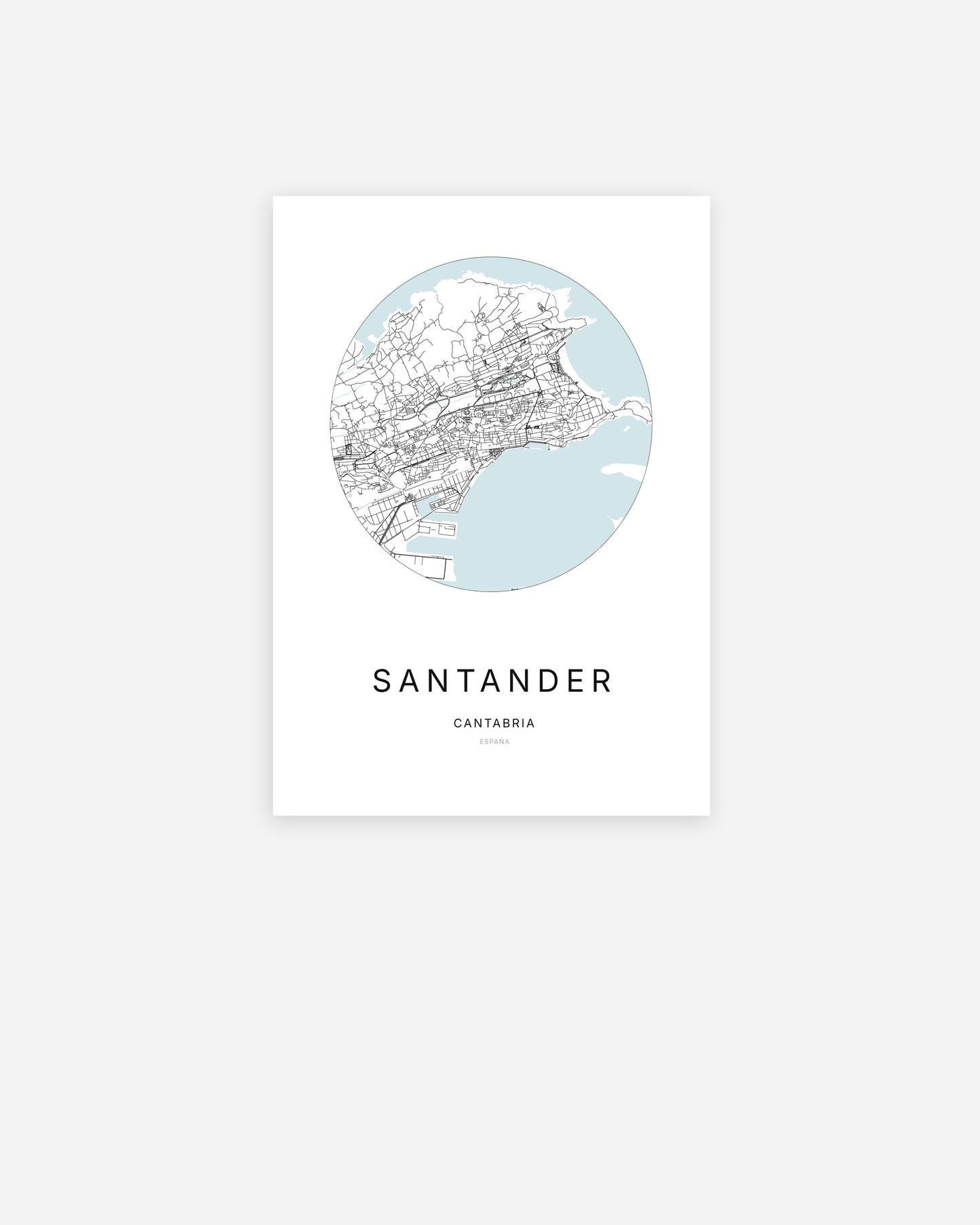 Plan de la ville de Santander au design minimaliste.