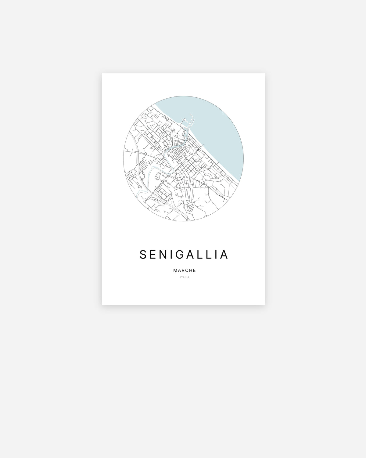Plan de la ville de Senigallia au design minimaliste.