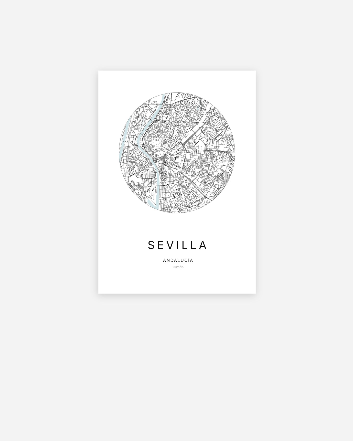 Plan de la ville de Sevilla au design minimaliste.