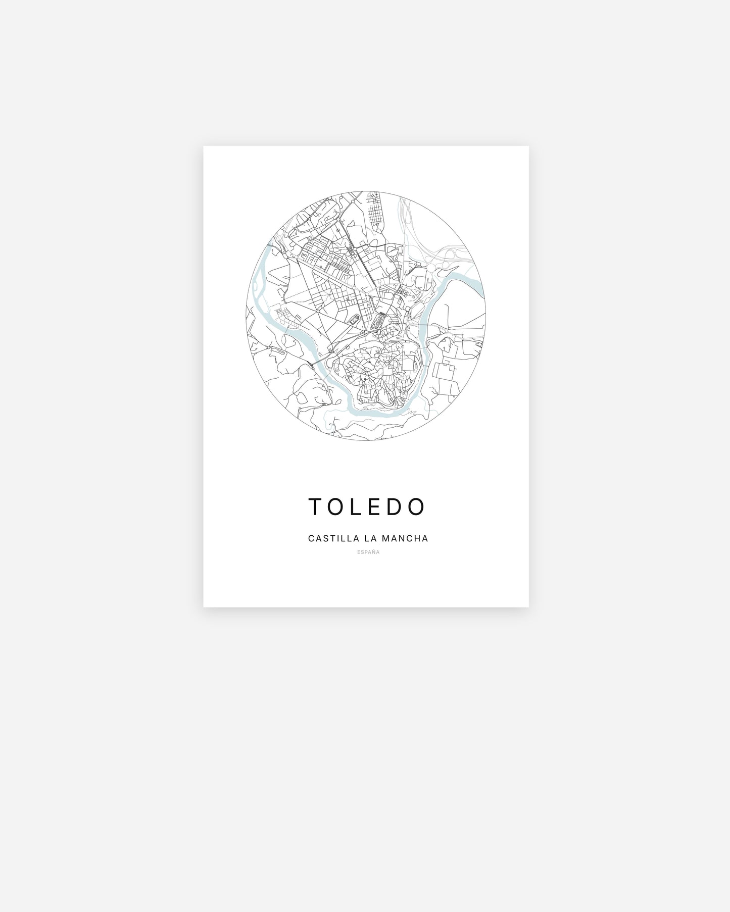 Plan de la ville de Toledo au design minimaliste.