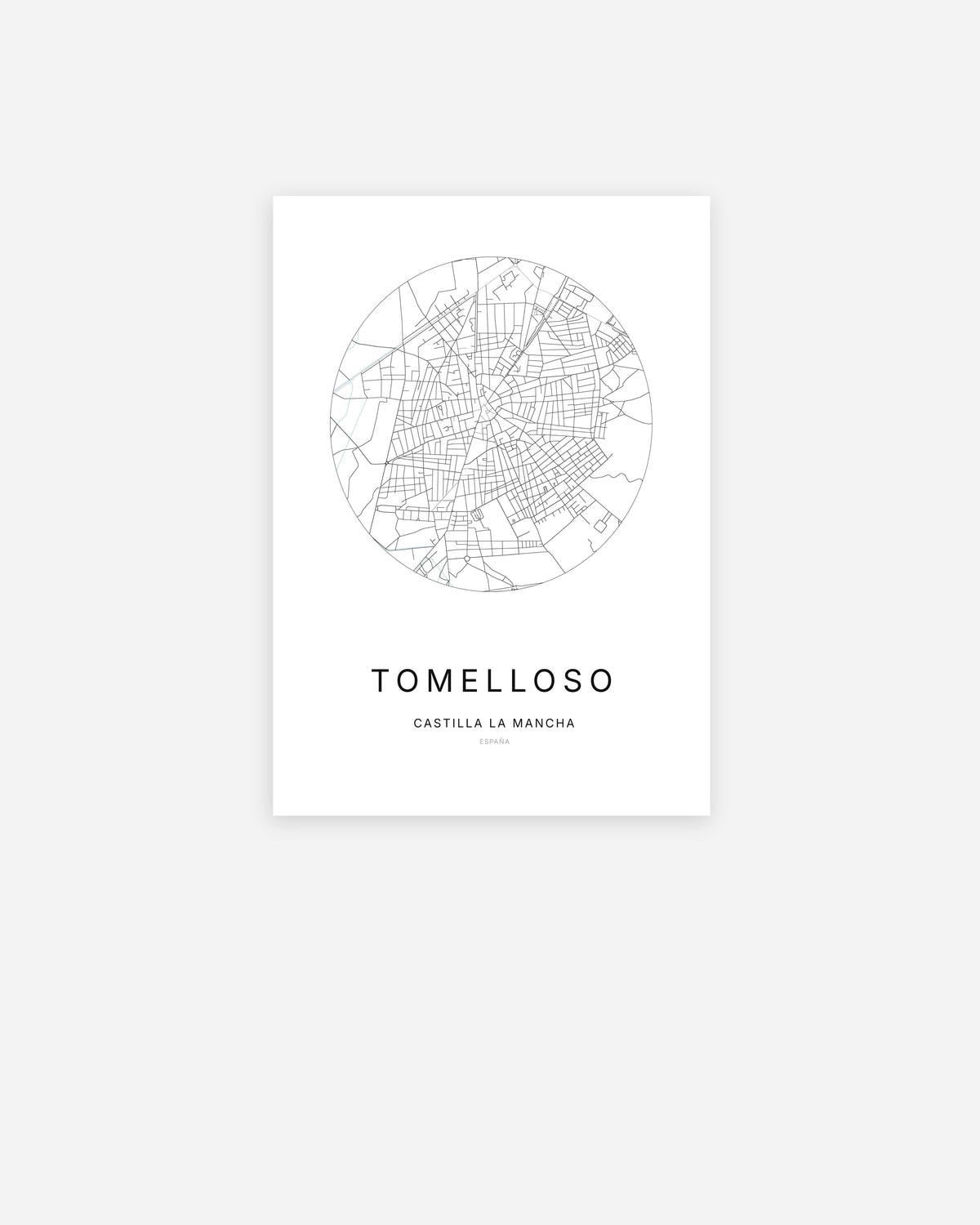 Plan de la ville de Tomelloso au design minimaliste.
