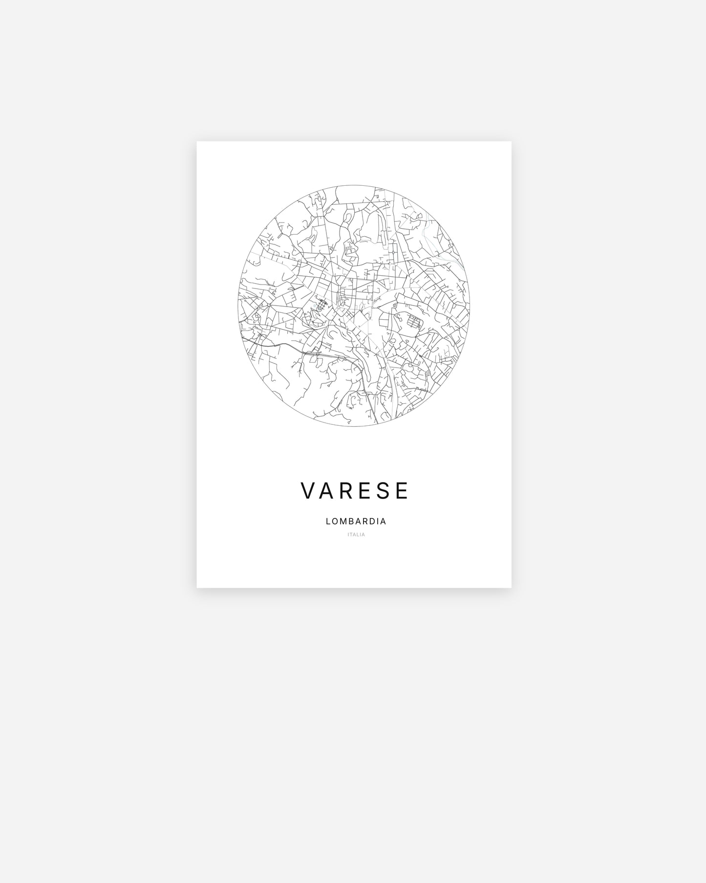 Plan de la ville de Varese au design minimaliste.