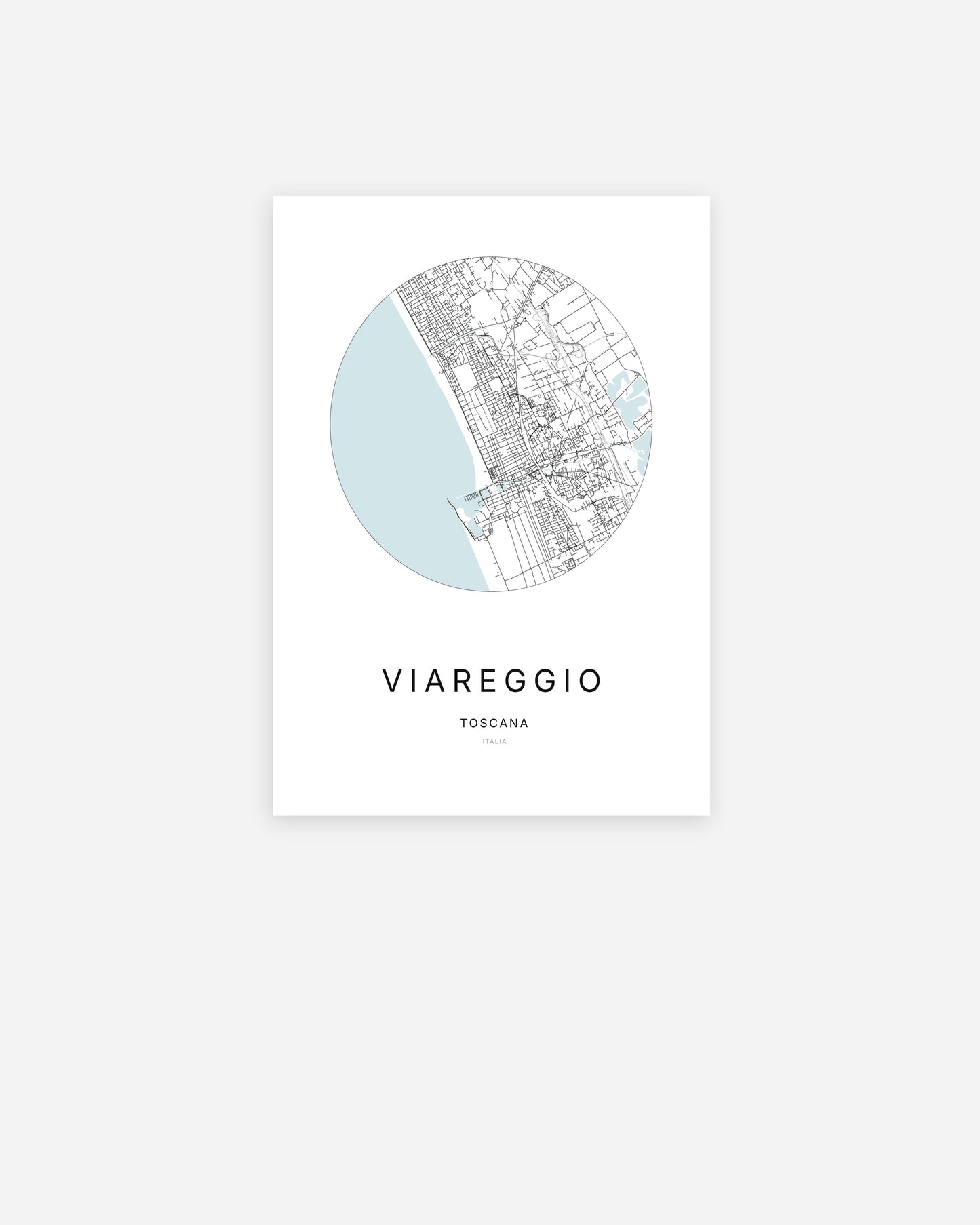 Plan de la ville de Viareggio au design minimaliste.