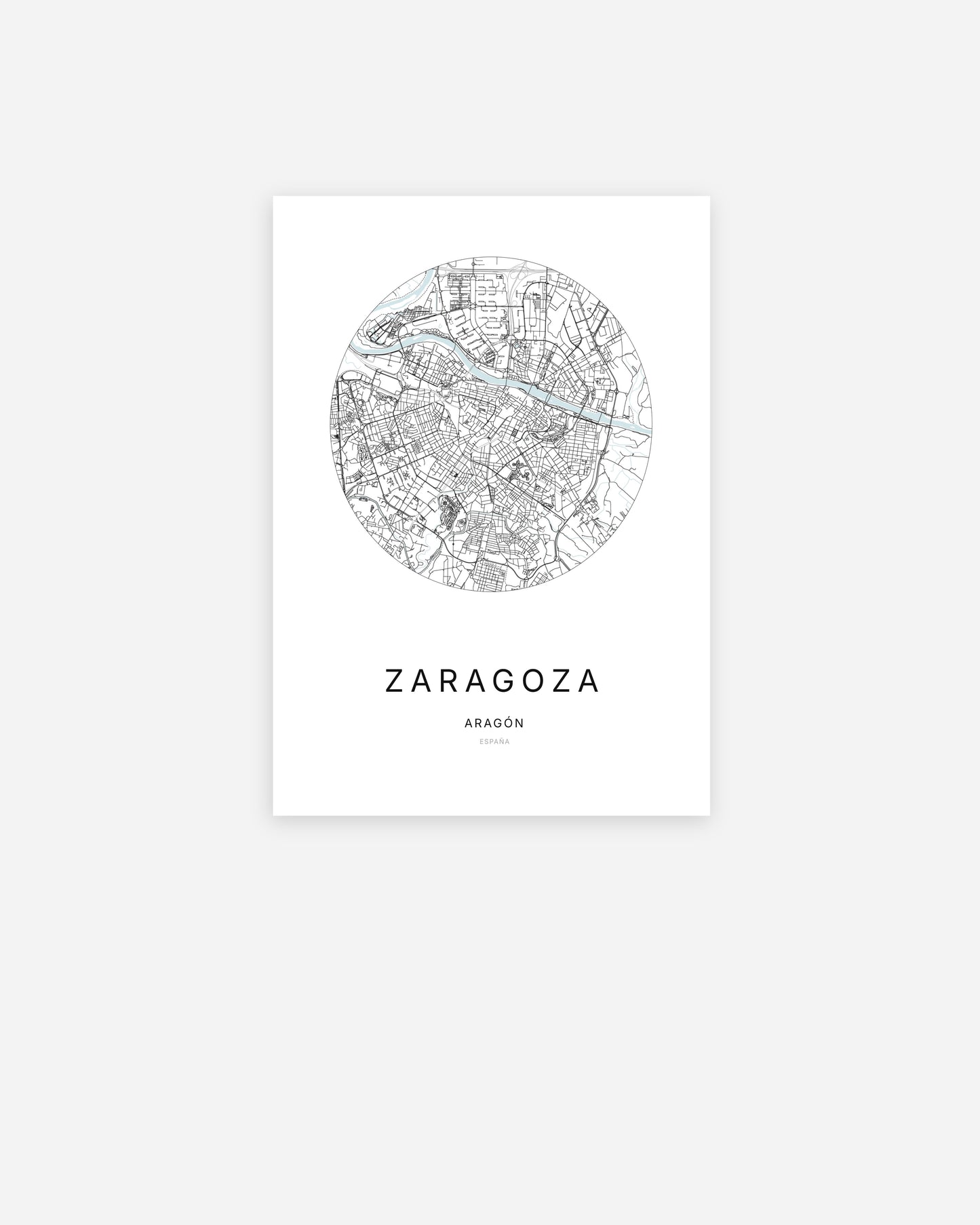 Plan de la ville de Zaragoza au design minimaliste.