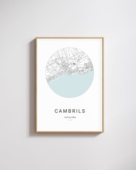 Poster représentant le plan de la ville de Cambrils.
