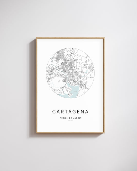 Poster représentant le plan de la ville de Cartagena.