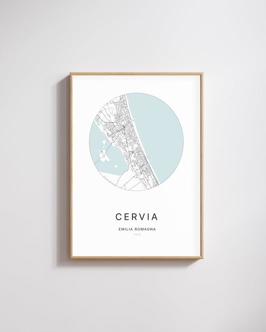 Poster représentant le plan de la ville de Cervia