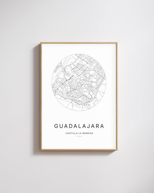 Poster représentant le plan de la ville de Guadalajara.