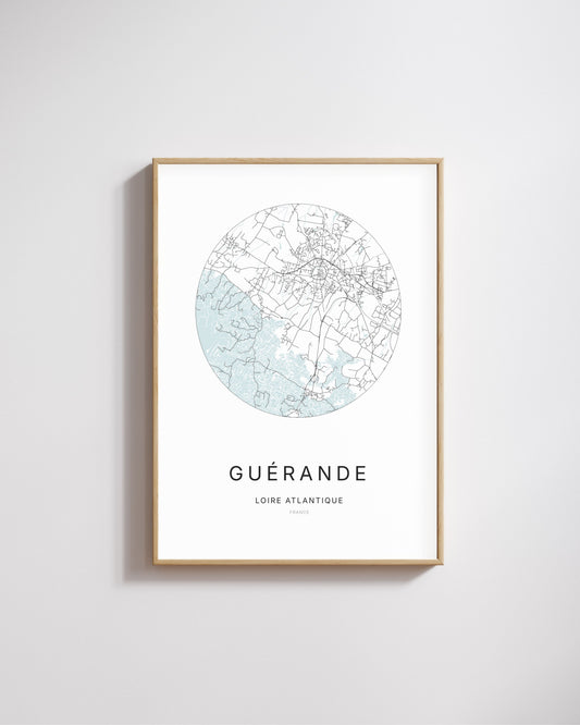Poster représentant le plan de la ville de Guérande.