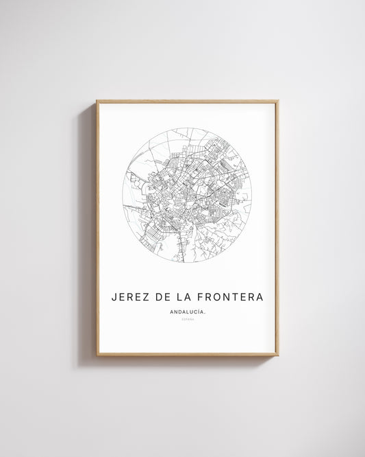 Poster représentant le plan de la ville de Jerez de la Frontera.