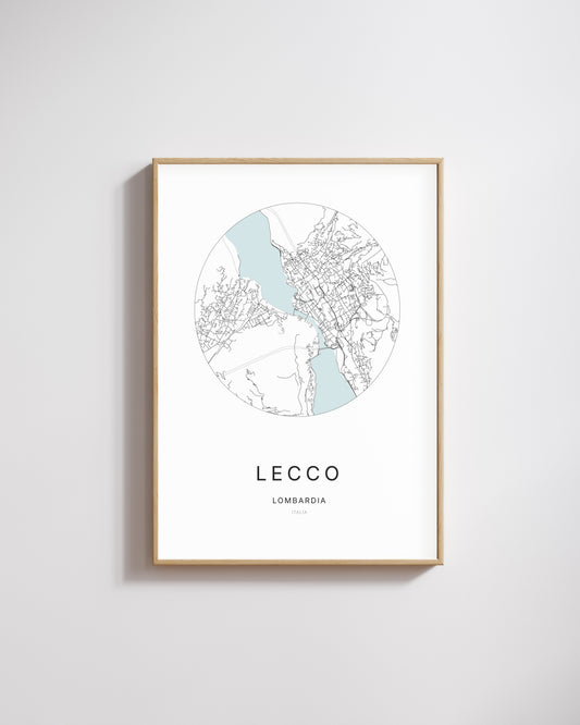 Poster représentant le plan de la ville de Lecco.