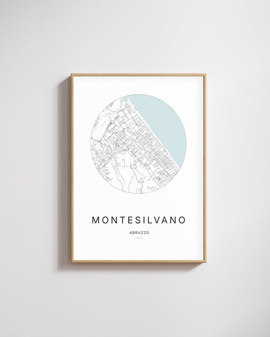 Poster représentant le plan de la ville de Montesilvano.