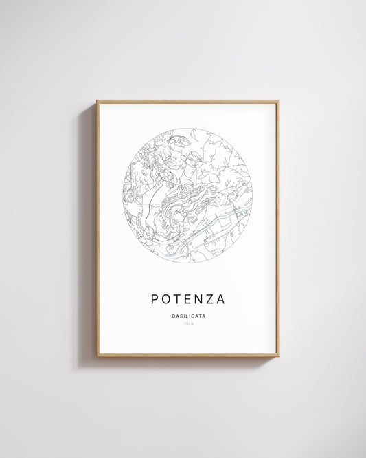 Poster représentant le plan de la ville de Potenza.
