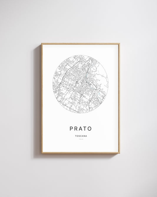 Poster représentant le plan de la ville de Prato.