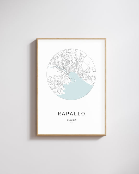 Poster représentant le plan de la ville de Rapallo.