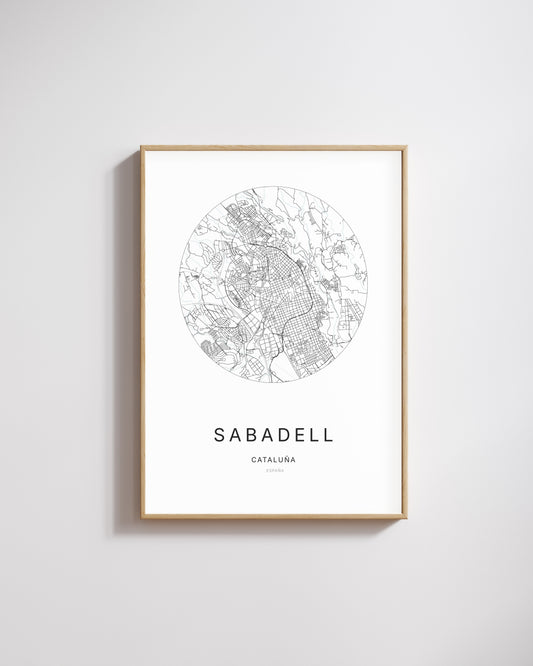 Poster représentant le plan de la ville de Sabadell.