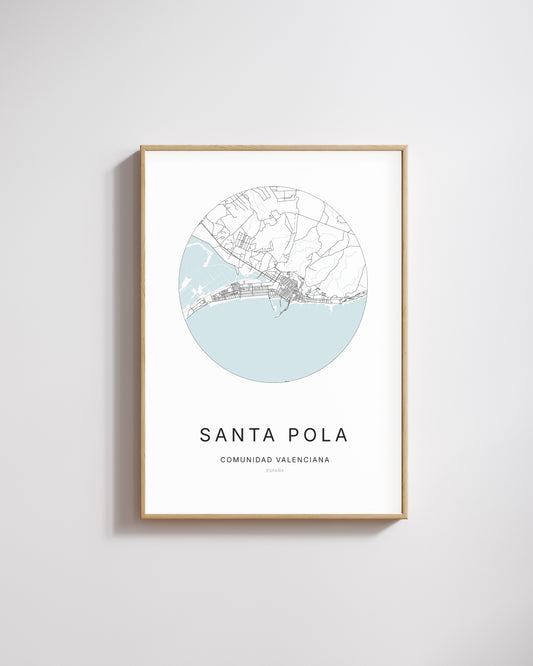 Poster représentant le plan de la ville de Santa Pola.