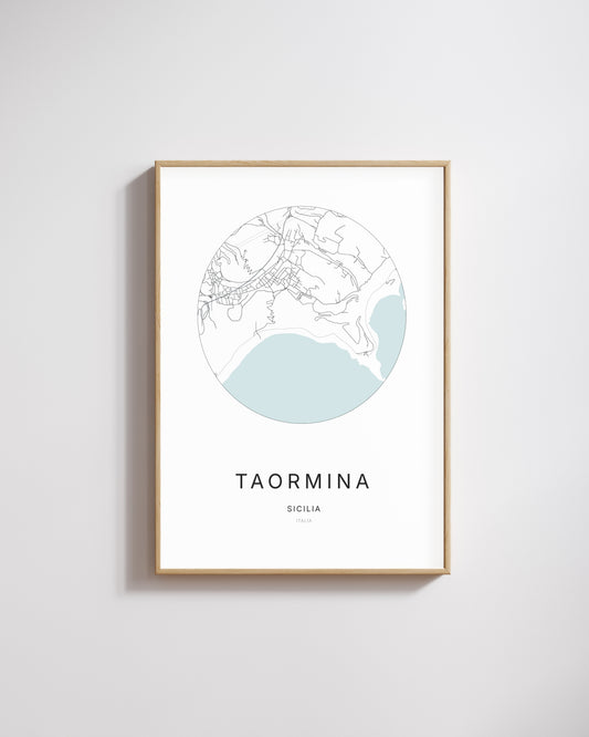 Poster représentant le plan de la ville de Taormina.