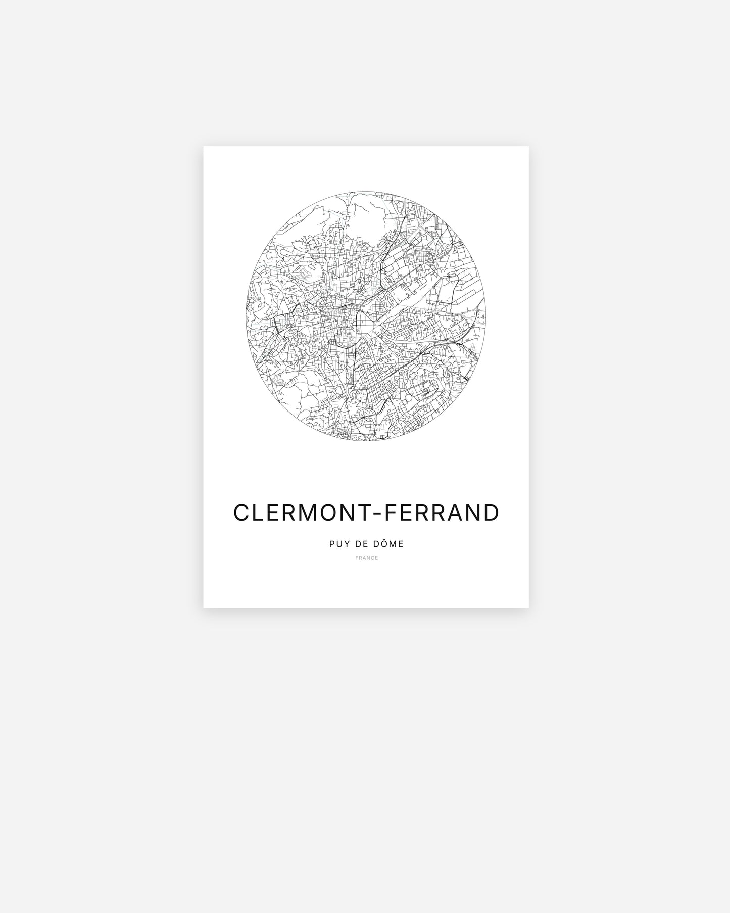 Affiche Clermont-Ferrand - Plan minimaliste