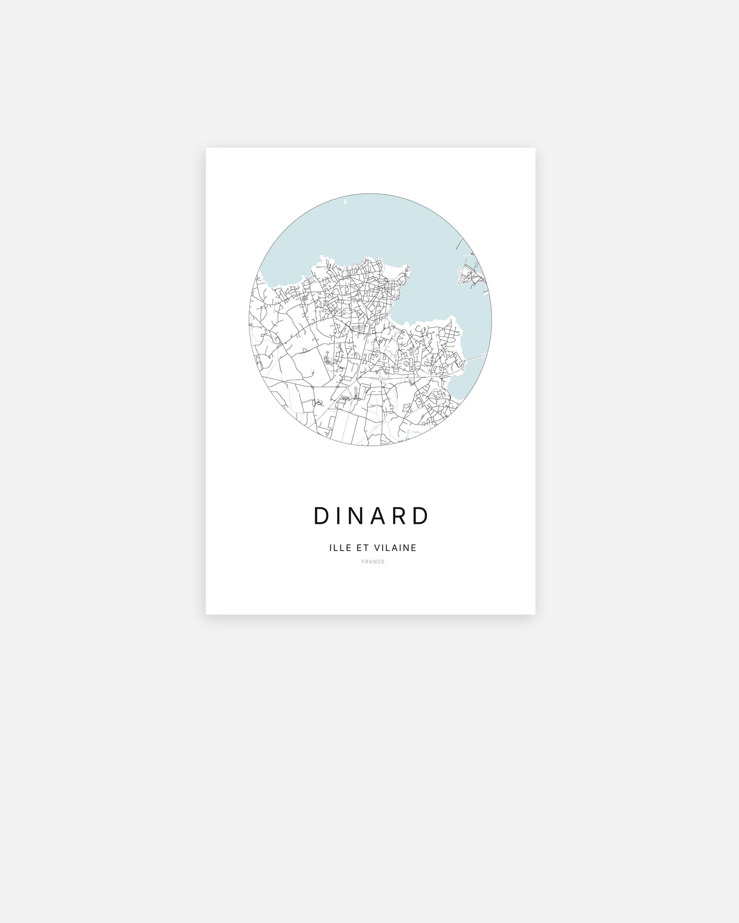 Affiche minimaliste de Dinard représentant le plan de la ville en design épuré
