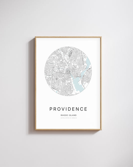 Poster représentant le plan de la ville de Providence.