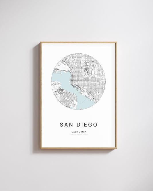 Poster représentant le plan de la ville de San Diego.