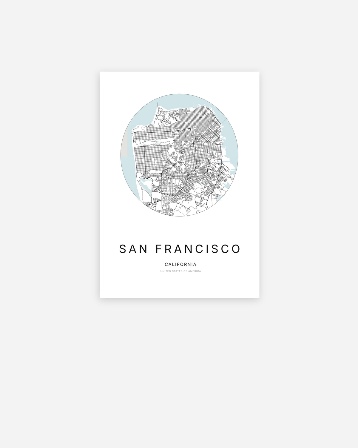 Plan de la ville de San Francisco au design minimaliste.