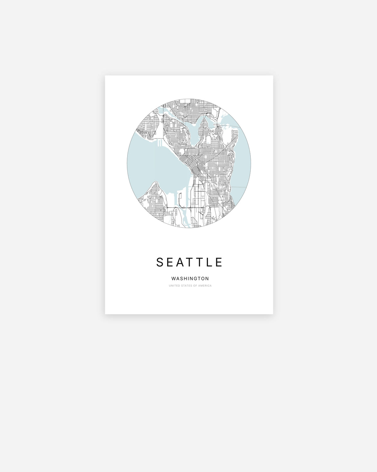Plan de la ville de Seattle au design minimaliste.