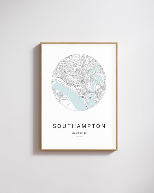 Poster représentant le plan de la ville de Southampton.