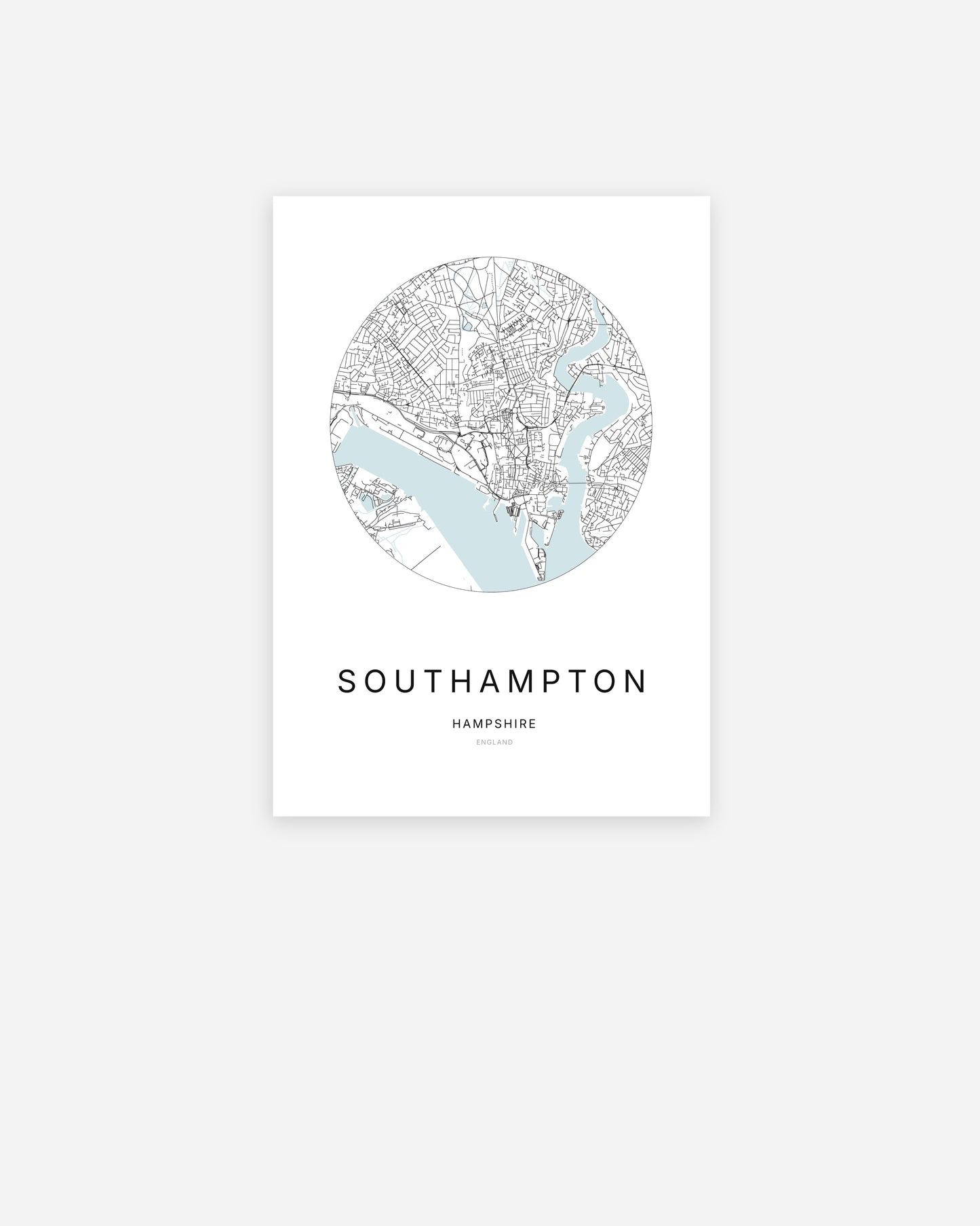 Plan de la ville de Southampton au design minimaliste.