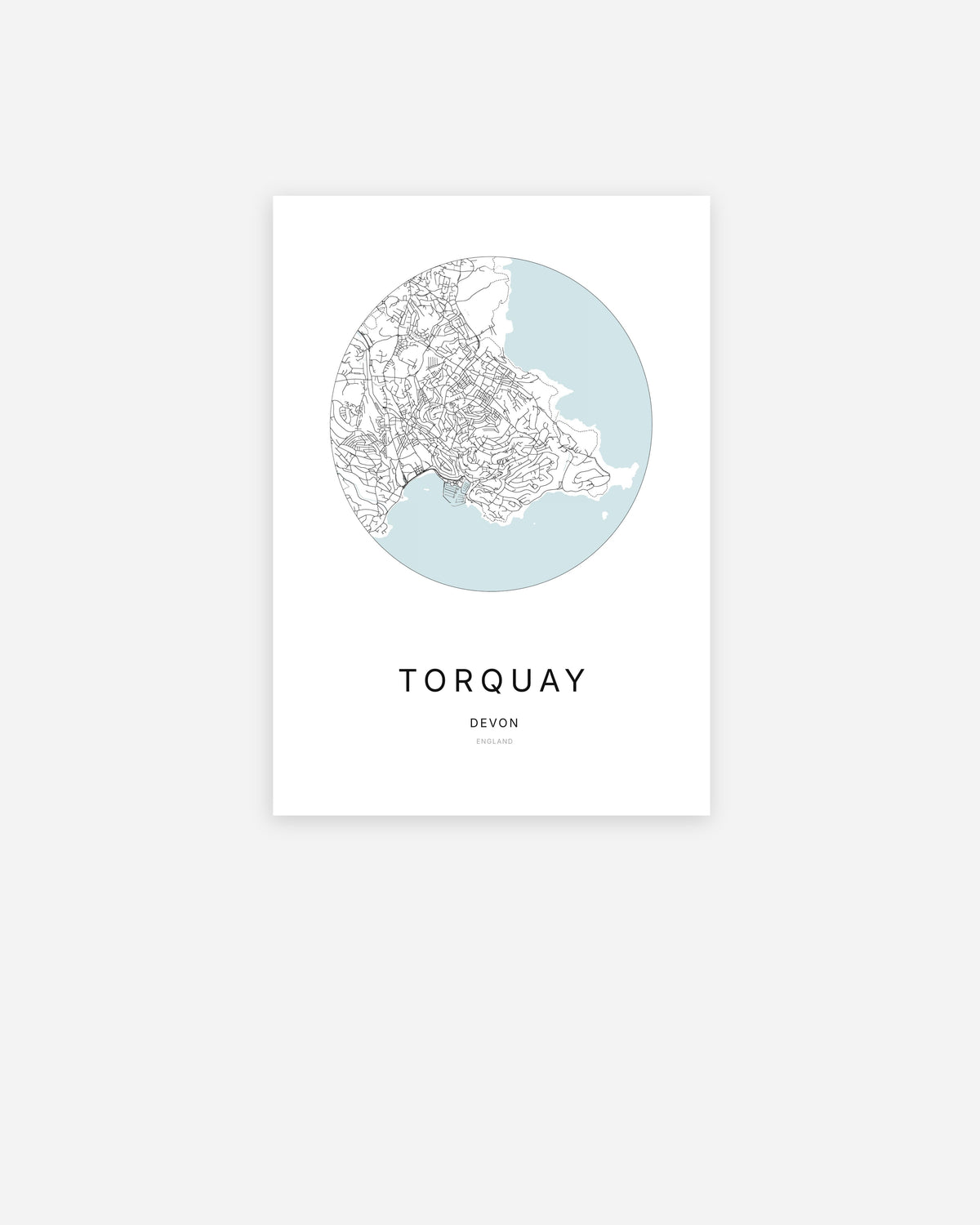 City map of Torquay in a minimalist design.