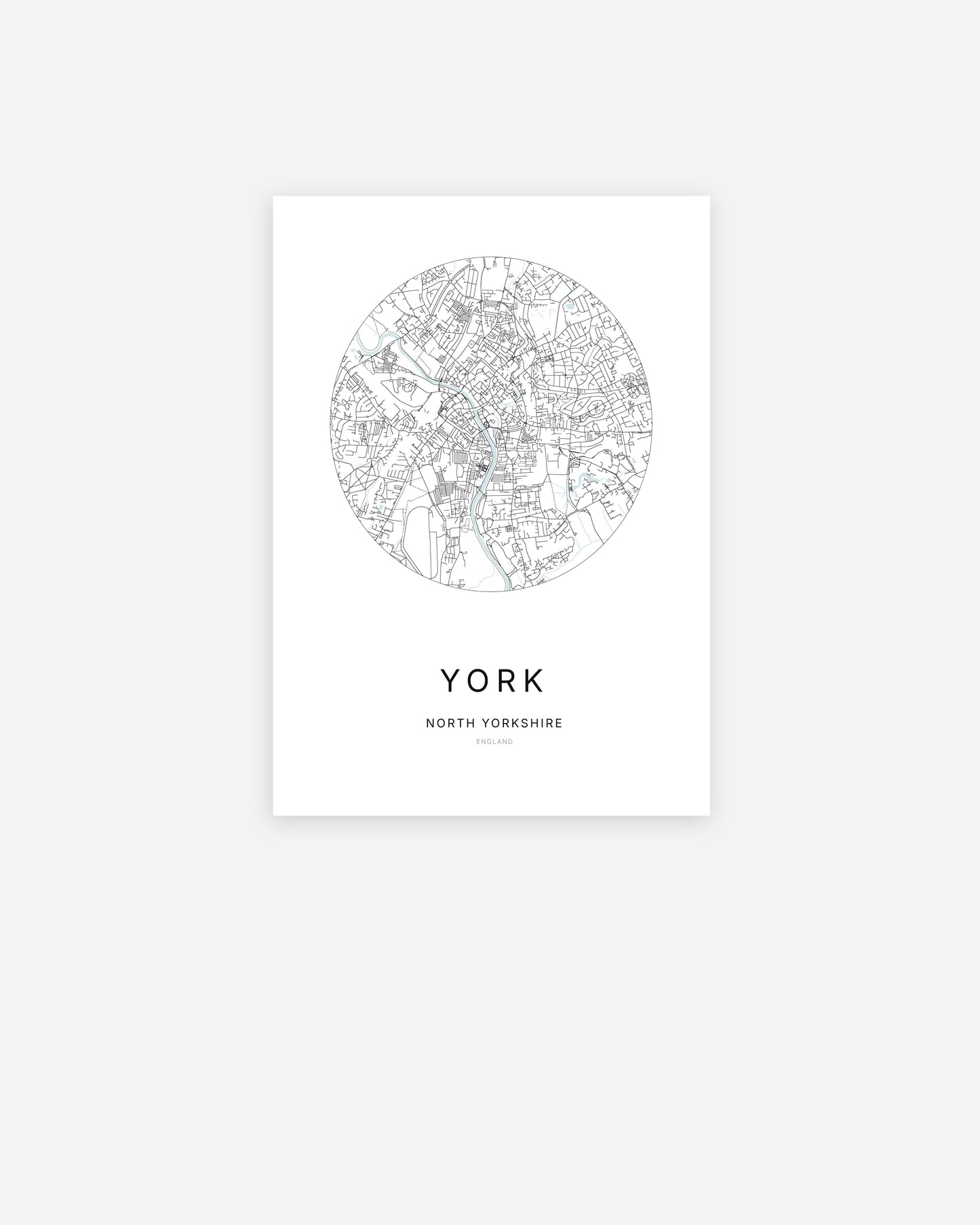 City map of York in a minimalist design.