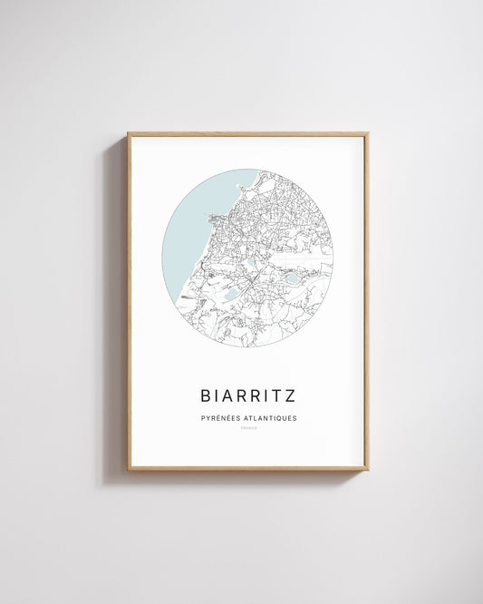 Affiche de Biarritz - Plan urbain minimaliste