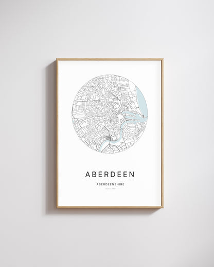 Poster représentant le plan de la ville de Aberdeen.