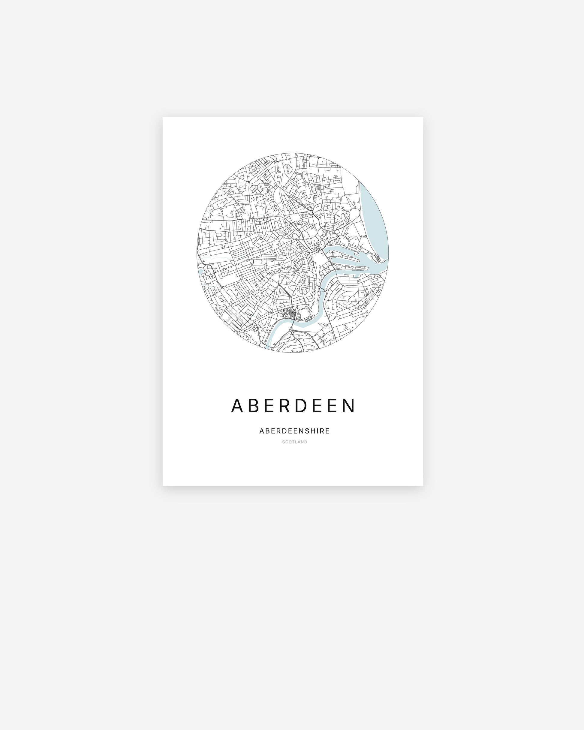 Plan de la ville de Aberdeen au design minimaliste.