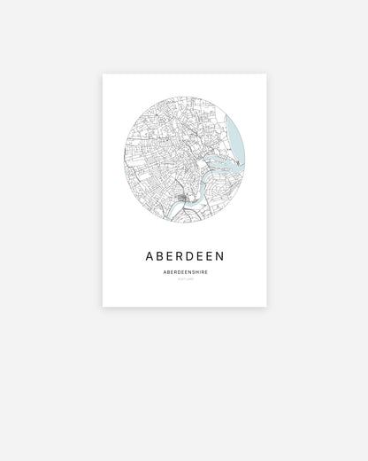Plan de la ville de Aberdeen au design minimaliste.