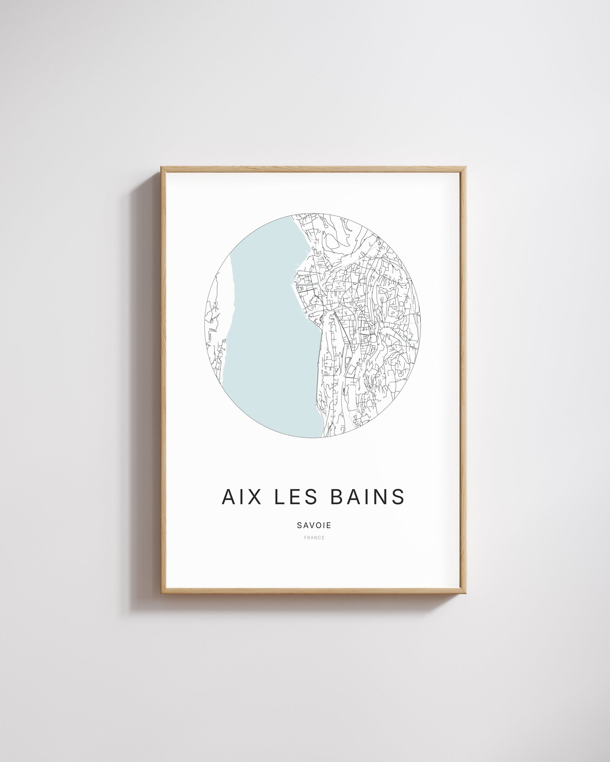 Affiche minimaliste de Aix-les-Bains – plan de ville.