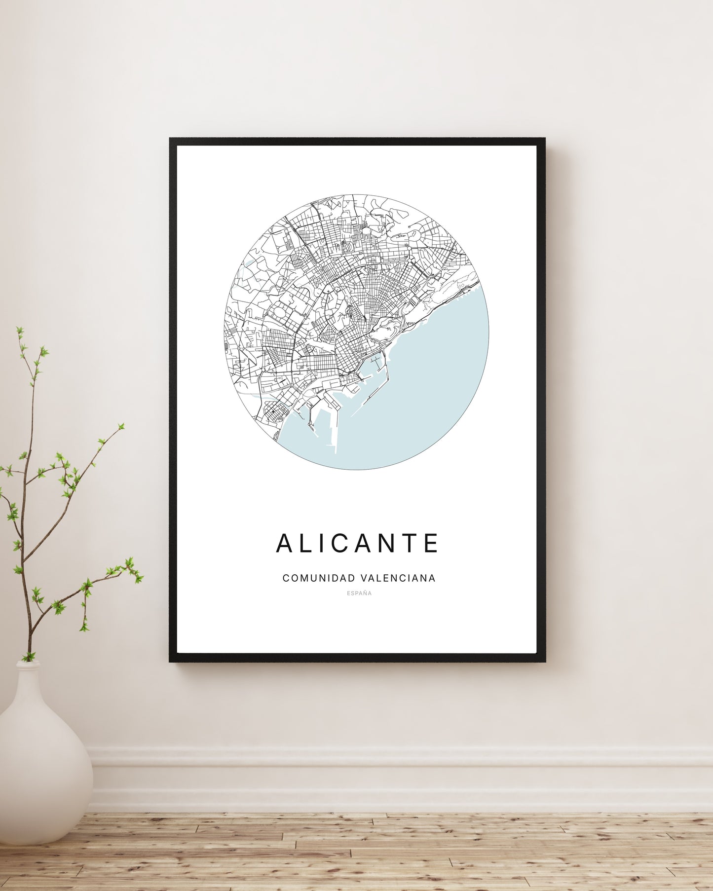 Affiche minimaliste du plan de la ville de Alicante.