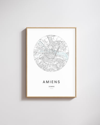 Affiche minimaliste de Amiens – plan de ville.