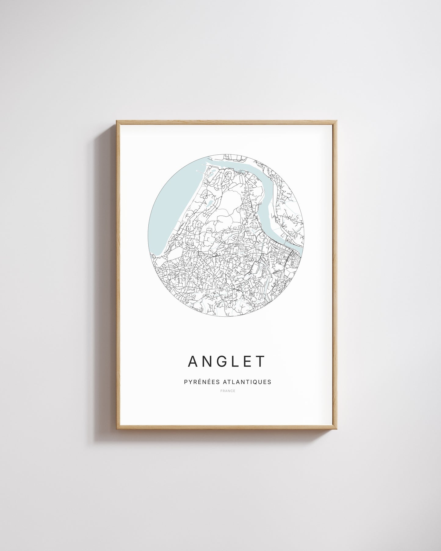 Affiche minimaliste d’Anglet – plan de ville.