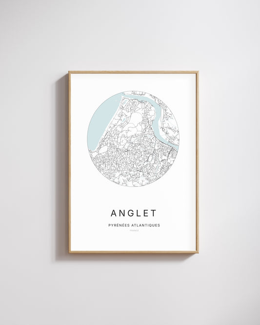 Affiche minimaliste d’Anglet – plan de ville.
