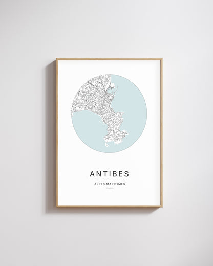 Affiche minimaliste d’Antibes – plan de ville