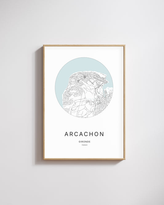 Affiche minimaliste de Arcachon – plan de ville