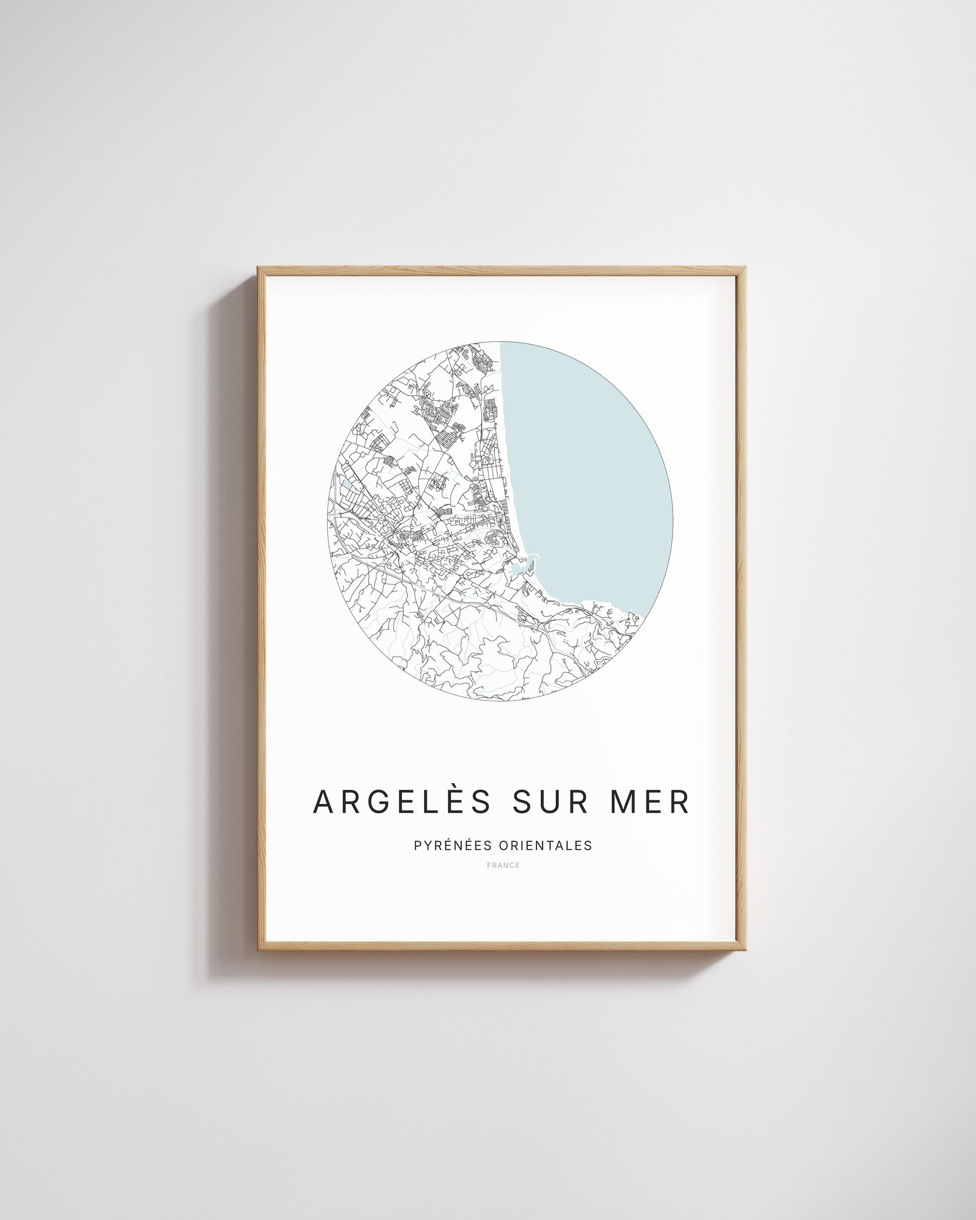 Affiche minimaliste d’Argelès-sur-Mer – plan de ville.