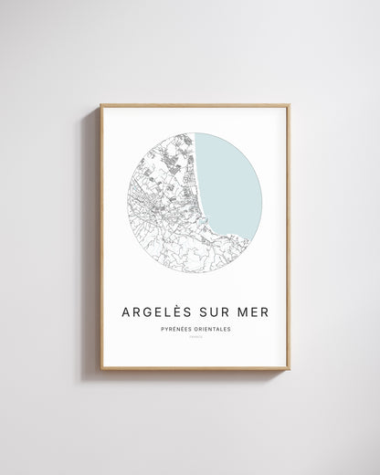 Affiche minimaliste d’Argelès-sur-Mer – plan de ville.
