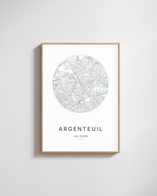 Affiche minimaliste d’Argenteuil – plan de ville.