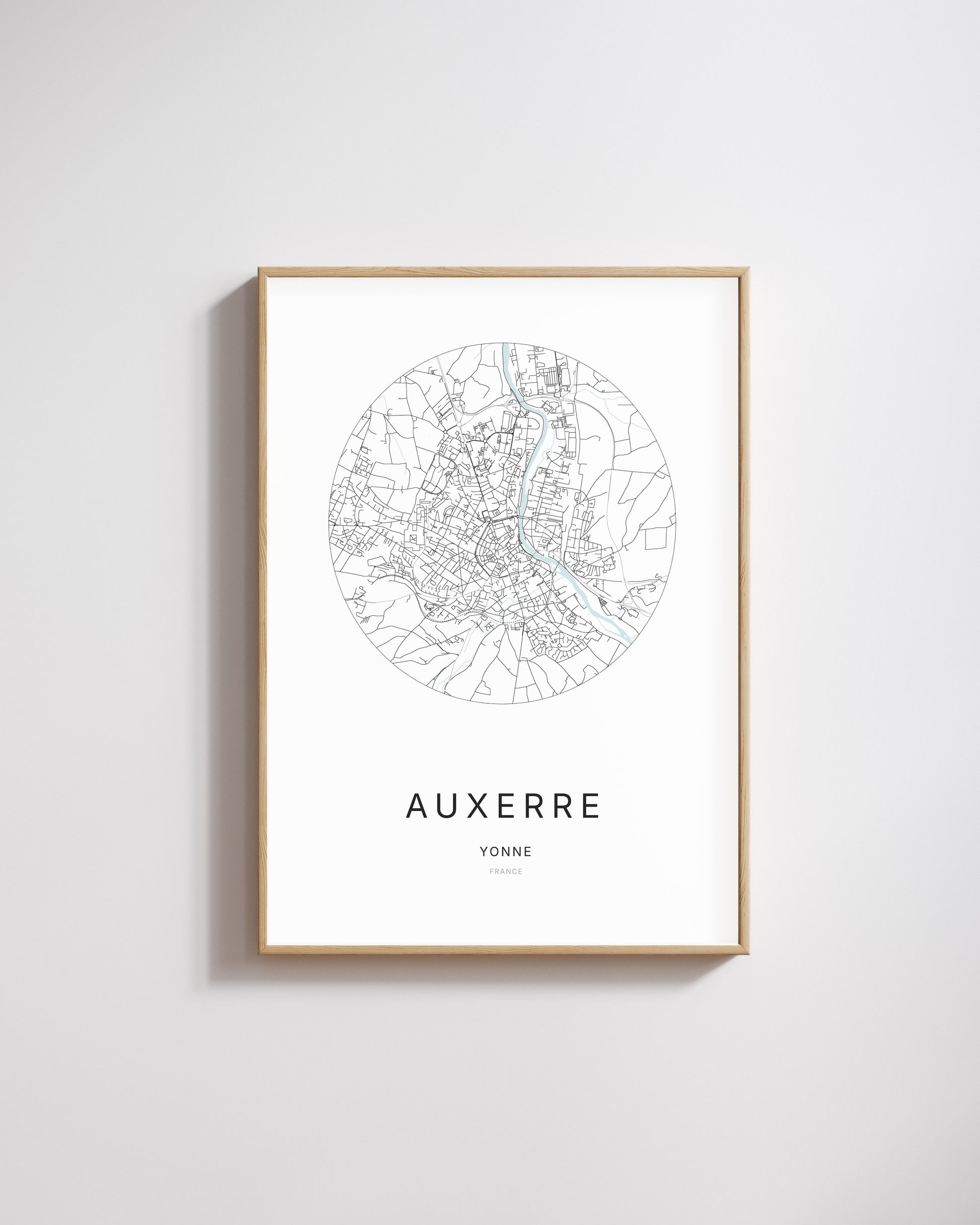 Affiche minimaliste de Auxerre – plan de ville.