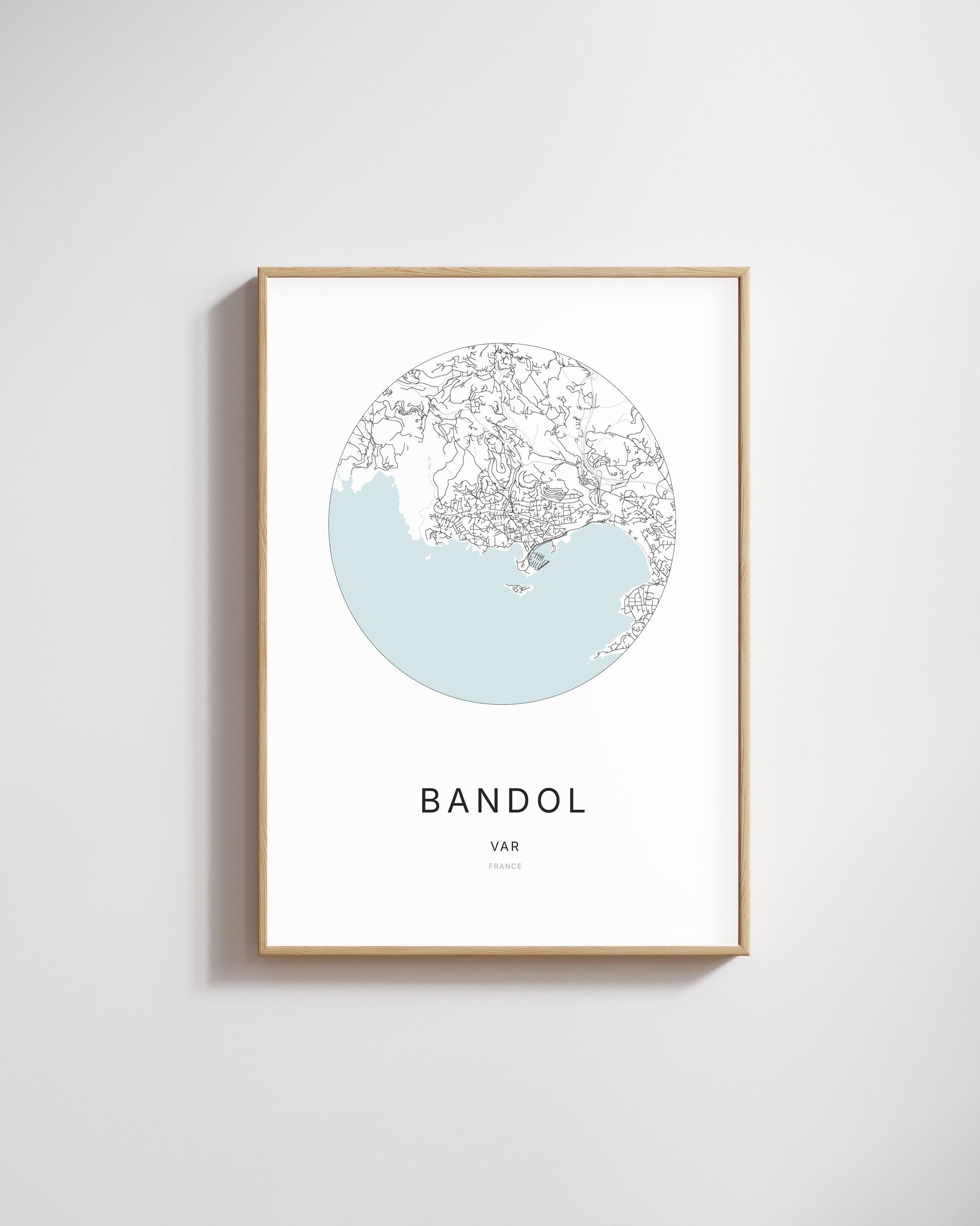 Affiche minimaliste de Bandol – plan de ville.
