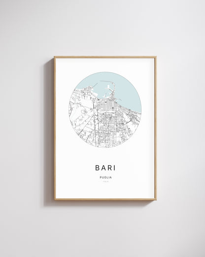 Affiche minimaliste de Bari – plan de ville.