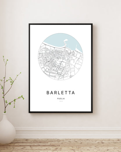 Affiche minimaliste du plan de la ville de Barletta.